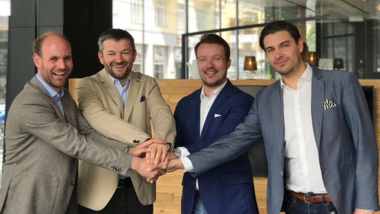 motec ventures - v.l.n.r: Geza Brugger (Co-Founder bei e&Co. AG und Geschäftsführer von motec ventures), Dr. Engelbert Wimmer (CEO der e&Co. AG), Berthold Baurek-Karlic (CEO Venionaire Capital und Geschäftsführer von motec ventures), Alexander Rapatz (Partner bei Venionaire Capital). © motec ventures motec ventures - v.l.n.r: Geza Brugger (Co-Founder bei e&Co. AG und Geschäftsführer von motec ventures), Dr. Engelbert Wimmer (CEO der e&Co. AG), Berthold Baurek-Karlic (CEO Venionaire Capital und Geschäftsführer von motec ventures), Alexander Rapatz (Partner bei Venionaire Capital). © motec ventures